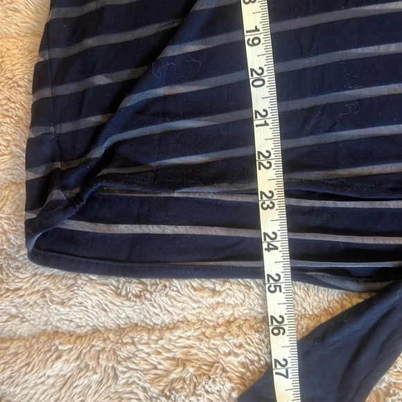 Sheer striped stretchy button down top - Picture 7 of 10